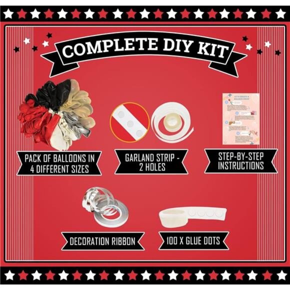 ALL-IN-1 Red Black and White Balloon Arch Kit for Red and Black Birthday Party - Picture 2 of 7